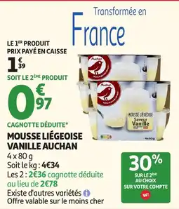 Auchan Auchan Mousse liégeoise vanille offre