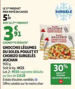 Auchan Auchan Gnocchis légumes du soleil poulet & chorizo surgelés offre