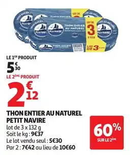 Auchan Petit Navire Thon entier au naturel offre