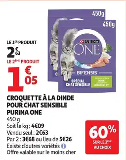 Auchan Purina One Croquette à la dinde pour chat sensible offre