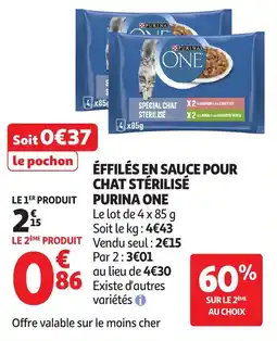 Auchan Purina One Effilés en sauce pour chat stérilisé offre