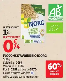 Auchan Bjorg Flocons d'avoine bio offre