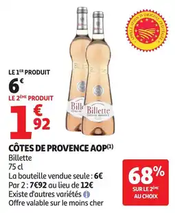 Auchan Billette Côtes de provence aop offre