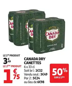 Auchan Canada Dry Canettes offre