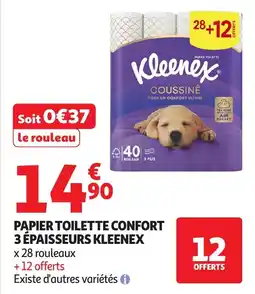 Auchan Kleenex Papier toilette confort 3 épaisseurs offre