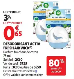 Auchan Air Wick Désodorisant activ fresh offre