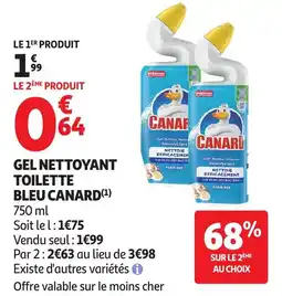 Auchan Canard Gel nettoyant toilette bleu offre