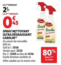 Auchan Carolin Spray nettoyant ultra dégraissant offre
