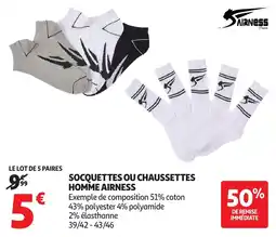 Auchan Airness Socquettes ou chaussettes homme offre