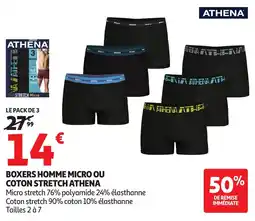 Auchan Athena Boxers homme micro ou coton stretch offre