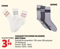Auchan Inextenso Chaussettes femme ou homme offre