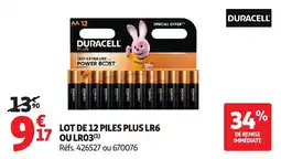 Auchan Lot de 12 piles plus lr6 ou lr03 offre