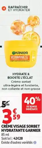 Auchan CRÈME VISAGE SORBET HYDRATANTE GARNIER offre