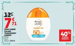 Auchan SPRAY AMBRE SOLAIRE TRANSPARENT GARNIER offre