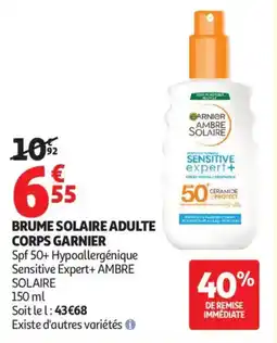 Auchan BRUME SOLAIRE ADULTE CORPS GARNIER offre