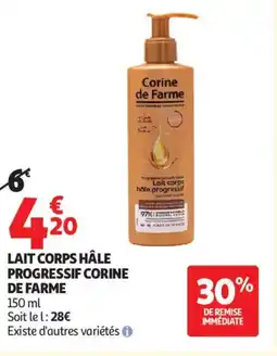 Auchan LAIT CORPS HÂLE PROGRESSIF CORINE DE FARME offre