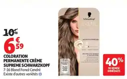 Auchan COLORATION PERMANENTE CRÈME SUPREME SCHWARZKOPF offre