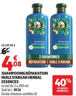 Auchan SHAMPOOING RÉPARATION HUILE D'ARGAN HERBAL ESSENCES offre