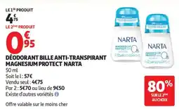 Auchan DÉODORANT BILLE ANTI-TRANSPIRANT MAGNESIUM PROTECT NARTA offre