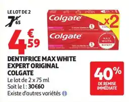 Auchan DENTIFRICE MAX WHITE EXPERT ORIGINAL COLGATE offre