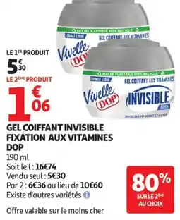 Auchan GEL COIFFANT INVISIBLE FIXATION AUX VITAMINES DOP offre