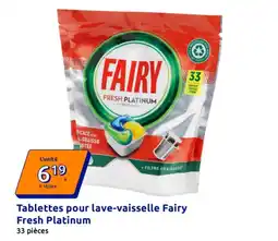Action FAIRY Tablettes pour lave-vaisselle Fresh Platinum offre