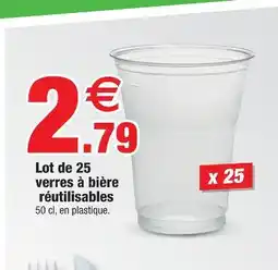 Bazarland Lot de 25 verres à bière réutilisables offre