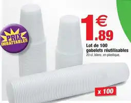 Bazarland Lot de 100 gobelets réutilisables offre