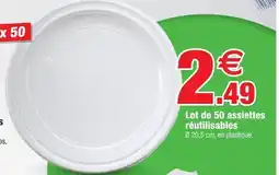 Bazarland Lot de 50 assiettes réutilisables offre