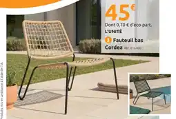 Mr Bricolage Fauteuil bas cordea offre