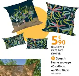 Mr Bricolage Coussin faune sauvage 40 x 40 cm ou 50 x 30 cm offre