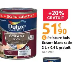 Mr Bricolage Delux valentine peinture bois écran+ blanc satin 2 l + 0,4 l gratuit offre