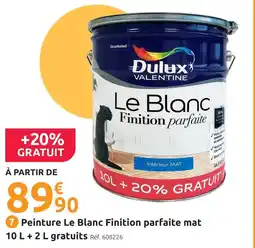 Mr Bricolage Dulux valentine peinture le blanc finition parfaite mat 10 l + 2 l gratuits offre