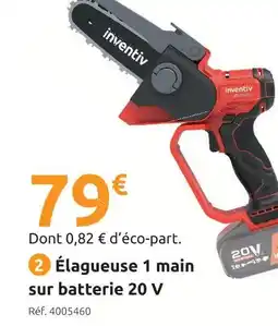 Mr Bricolage Inventiv élagueuse 1 main sur batterie 20 v offre