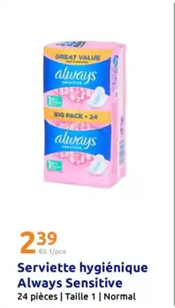 Action Serviette hygiénique Always Sensitive offre