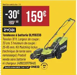 Bricorama RYOBI Tondeuse à batterie OLM1833B offre