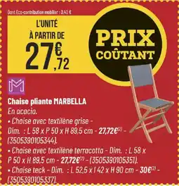 Bricorama Chaise pliante marbella offre