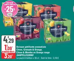 G20 Boisson pétillante aromatisée citron grenade & orange citron & menthe ou orange rouge sanpellegrino offre