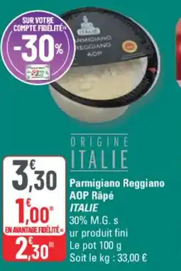 G20 Parmigiano reggiano aop râpé italie offre