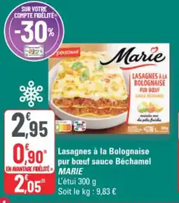 G20 Lasagnes à la bolognaise pur boeuf sauce béchamel marie offre
