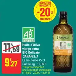 G20 Huile d'olive vierge extra bio délicato carapelli offre