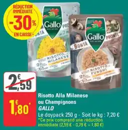 G20 Risotto alla milanese ou champignons gallo offre