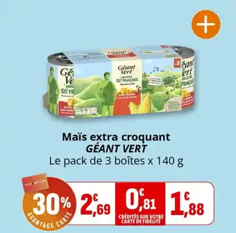 Coccinelle Express GÉANT VERT Maïs extra croquant offre