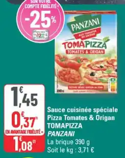 G20 Sauce cuisinée spéciale pizza tomates & origan tomapizza panzani offre