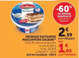 Hyper U Galbani - fromage pasteurise mascarpone offre