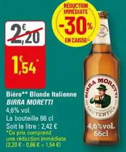 G20 Bière blonde italienne birra moretti offre