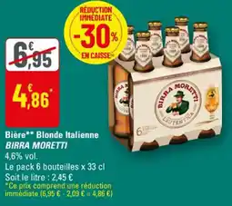 G20 Bière blonde italienne birra moretti offre