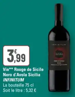 G20 Vin rouge de sicile nero d'avola sicilia infinitum offre