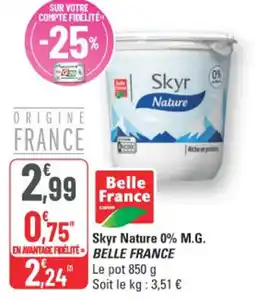 G20 Skyr nature 0% m.g. belle france offre