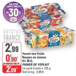 G20 Yaourt aux fruits rouges ou jaunes 0% m.g panier de yoplait offre